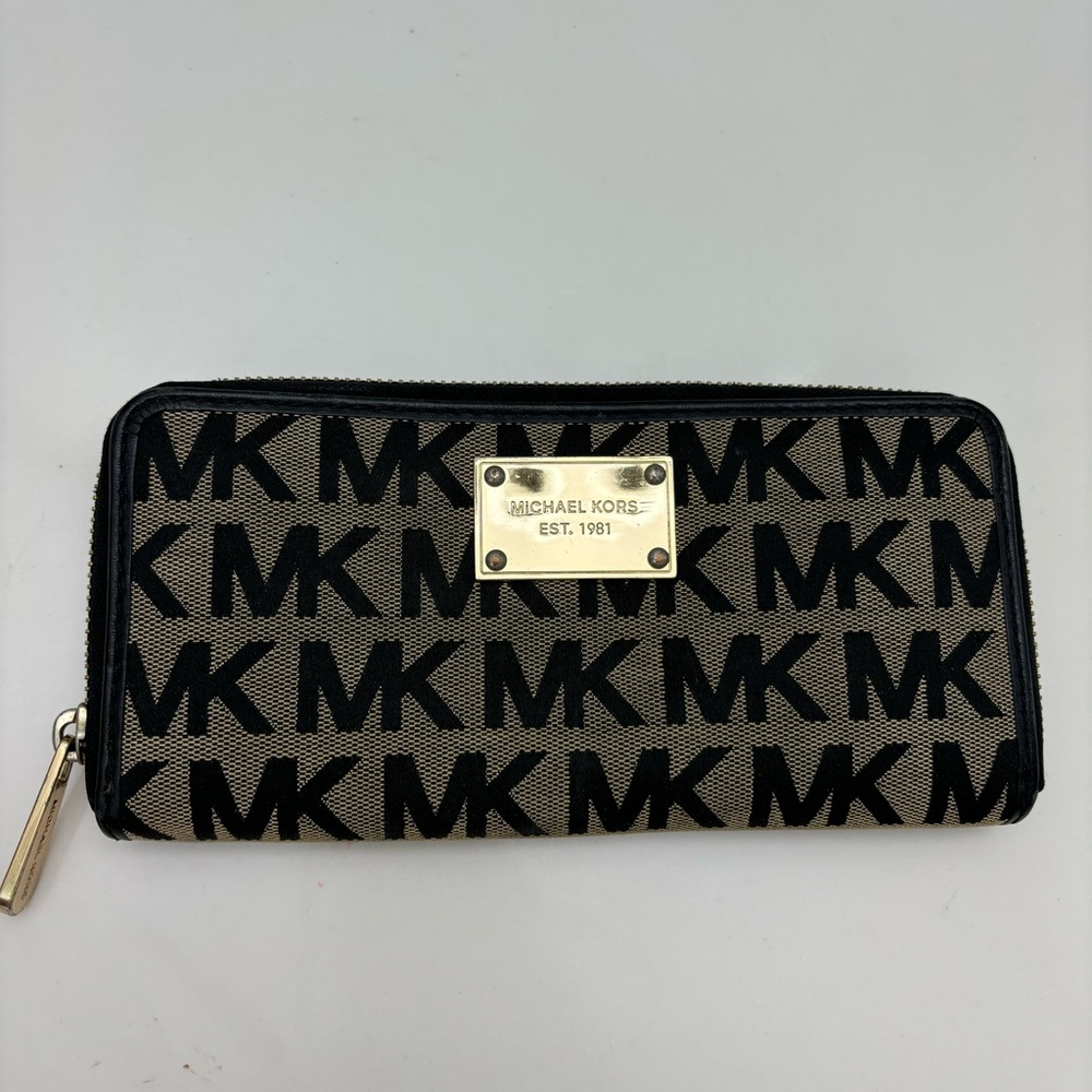 Michael Kors Tan and Black Logo Wallet
